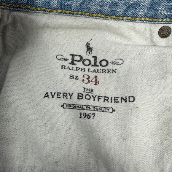 POLO RALPH LAUREN The Avery Boyfriend Distressed Patchwork Jeans Womens Size 34 - Picture 3 of 15